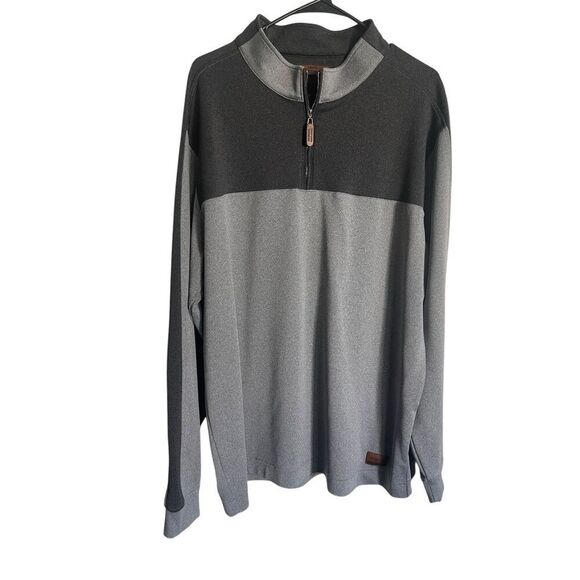 Hitachi Mens Gray Black Mock Neck Colorblock Long Sleeves Half Zip Sweater XL - Picture 1 of 10